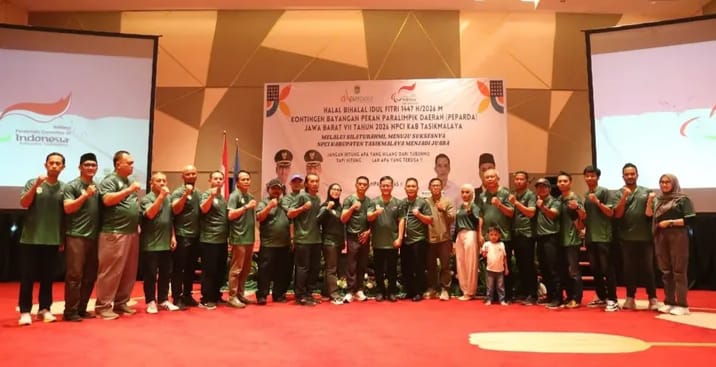 Halalbihalal NPCI Tasikmalaya jadi momentum apresiasi atlet disabilitas, memperkuat inklusi sosial, solidaritas, dan semangat kesetaraan. (Foto: Diskominfo Kabupaten Tasikmalaya/Adv)