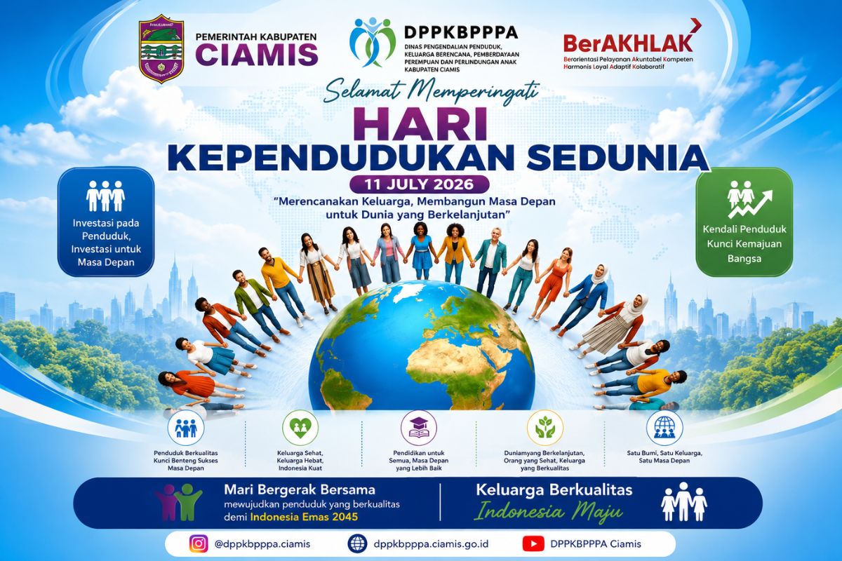 Dinas Pengendalian Penduduk, Keluarga Berencana, Pemberdayaan Perempuan dan Perlindungan Anak (DPPKBPPPA) Kabupaten Ciamis mengajak masyarakat menjadikan keluarga sebagai fondasi utama dalam menciptakan sumber daya manusia yang berkualitas menuju Indonesia Emas 2045. Foto: Instagram DP2KBP3A Ciamis