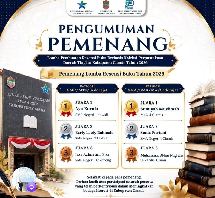 Dispusip Ciamis Umumkan Juara Lomba Resensi Buku Tingkat Kabupaten 2026